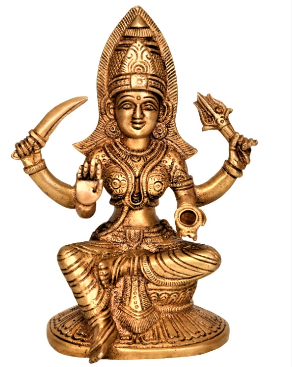 DHARMIK POOJA STORE (DPS)--Astadhatu (8 Metals) Made Arnnapurna Parvati MATA Puja Idol/Brass Made Arnnapoorna Sati Devi Idol/Arnapoorna Durga Devi MATA Brass Idol