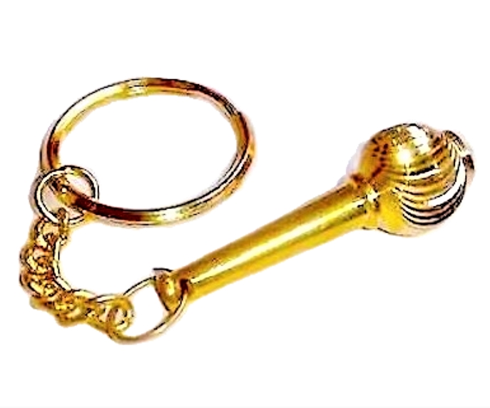 DPS--Solid Brass Made Hanuman ji Gada Key Ring/Bajrangbali Solid Gada Key Ring Made of Brass/Siddh Balaji Solid Gada Key Ring Made of Brass