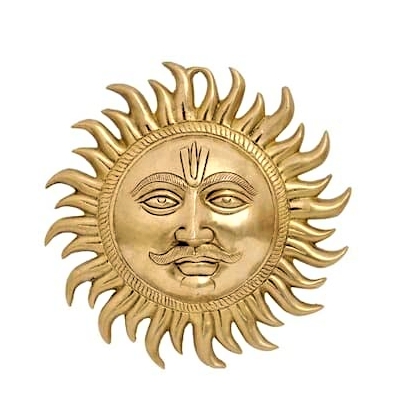 DPS--Astadhatu Mix Brass Wall Hanging Sun Idol / Wall Hanging Surya Narayan Murthy Negative Energy to Protect the Appearance of the House