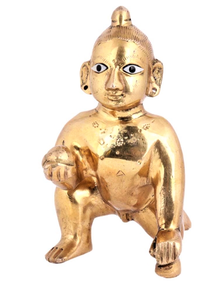 DPS--Astadhatu Made Laddu Gopal Idol Quality/Brass Laddu Gopal Idol/Golden Bal Gopal Idol/Little Krishna Idol/Makhan Chor Idol/Krishna Idol