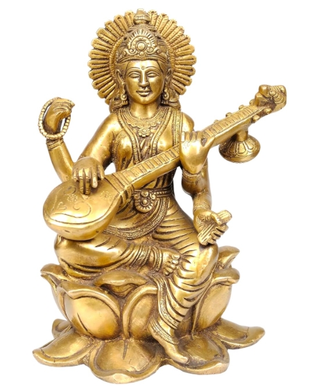 ASTHADHATU - BRASS SHREE MATA SARASWATI MATA IDOL 