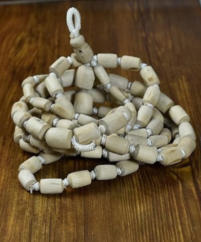 Unisex Adult Original Tulsi Japa Mala 108 And 1 Long Bead Tulsi Wood Chanting Mala With Big Beads