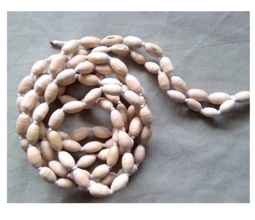 Original Tulsi Mridanga shaped Japa Mala 108 and 1 Bead Tulsi Wood Chanting Mala with Big Beads