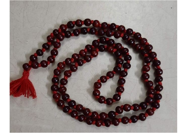 108+1 Beads Red Sandalwood Lal Chandan Mala (8 mm)